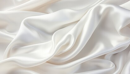 Obraz premium Closeup of elegant white silk fabric cloth with slight crumpling luxury background texture design
