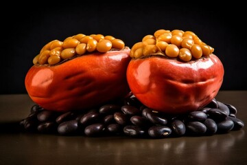 Two beans atop beans. Generative AI