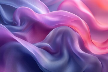 Ribbons of satin and silk textures in a seamless loop, Silky ribbons swirl in a graceful dance of pink and bluepurple silk background - obrazy, fototapety, plakaty