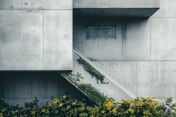 Minimalist architectural details in nature colors, Geometric elegance in a minimalist concrete structure