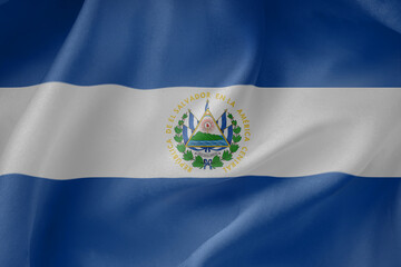 El Salvadowaving flag close up fabric texture background