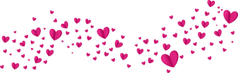 Love valentine background with pink petals of hearts on transparent background. Vector banner, postcard, background.The 14th of February. Vector EPS 10