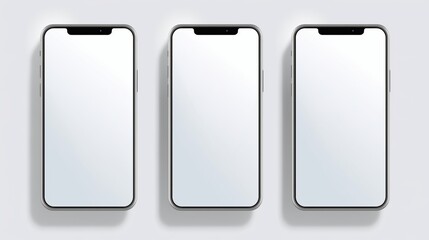 Three Iphones on White Surface, Side by Side Comparison of Apples Iconic Smartphones