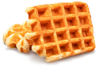 True Belgian waffles with extra deep pockets for filling isolated on white background.