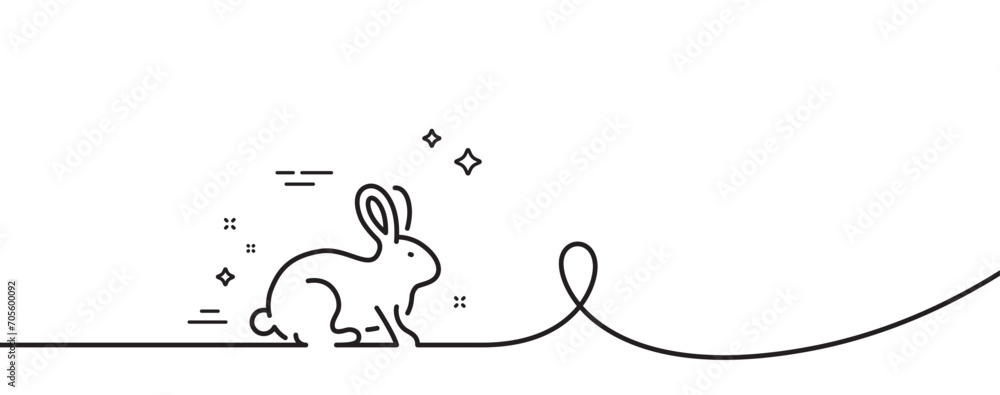 Poster animal tested line icon. continuous one line with curl. bio cosmetics sign. fair trade symbol. anima