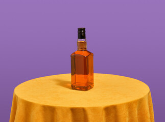 A bottle of expensive alcoholic beverage. Whiskey for a good mood. Luxury alcohol.