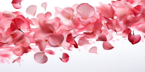 Dance of floating pink petals in the air, cut out