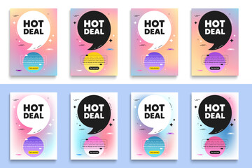 Hot deal tag. Poster frame with quote. Special offer price sign. Advertising discounts symbol. Hot deal flyer message with comma. Gradient blur background posters. Vector