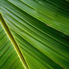 Banana Leaf Closeup: Lush Green Foliage Texture for Organic Background