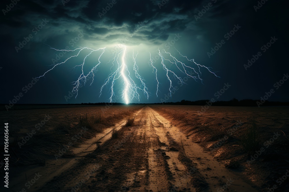 Poster striking lightning pattern banner. weather cloud. generate ai