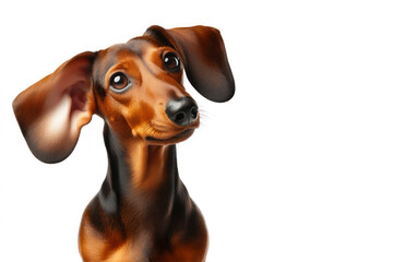 Attentive and listening dachshund dog with one ear up Isolated on white background. ai generative