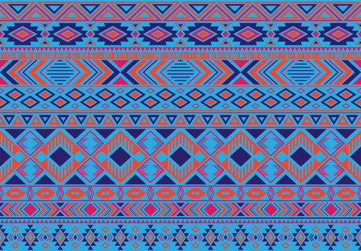 Indonesian pattern tribal ethnic motifs geometric seamless vector background. Trendy indian tribal motifs clothing fabric textile print traditional design with triangle and rhombus shapes.
