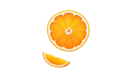 A big slice of orange in transparent background 