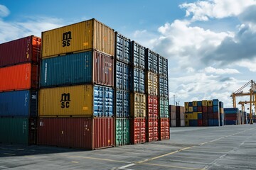 Fototapeta premium Containers are being seen at the port 