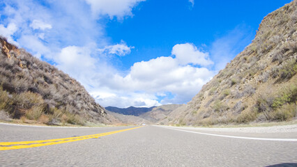 Fototapeta premium Driving Under Sunny Skies on Cuyama Highway Scenery