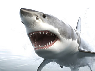 Naklejka premium Shark attack. Realistic illustration of a predatory fish. Edited AI illustration.