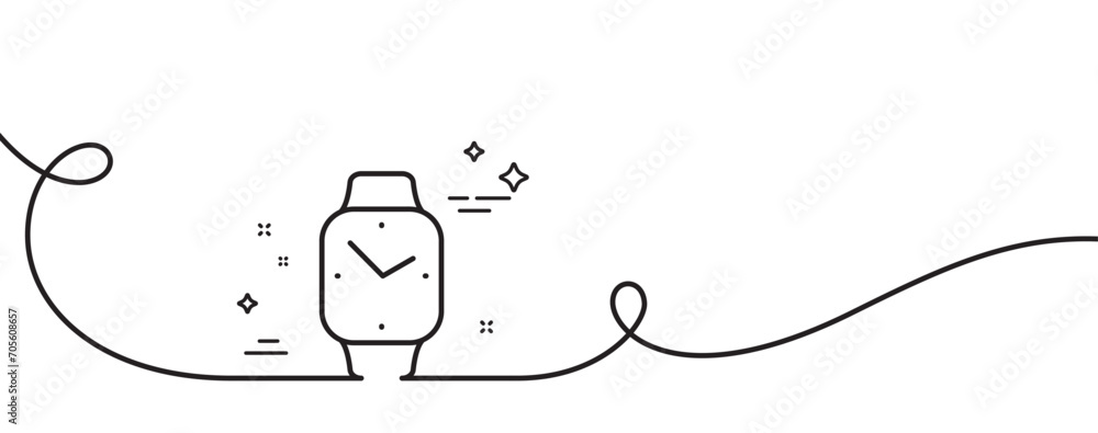 Poster digital time line icon. continuous one line with curl. clock sign. smartwatch symbol. smartwatch sin