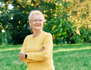woman portrait outdoor retirement sport senior healthy elderly happy nature fitness old exercise...