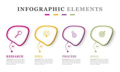 4 step vector infographic design template. Use for process diagrams, presentations, workflow layouts, banners, flow charts, data graphs.