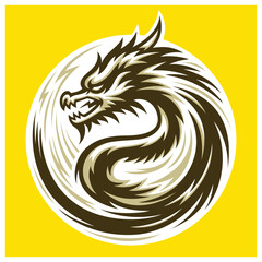 Strong And Powerful Dragon Vector Logo Symbol