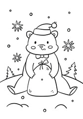 Hand drawn kawaii coloring book illustration