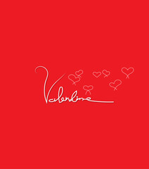 Valentine's lettering on a red background, commemorating Valentine's Day