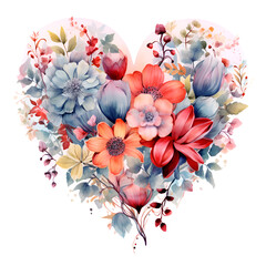 a heart of flowers in watercolor