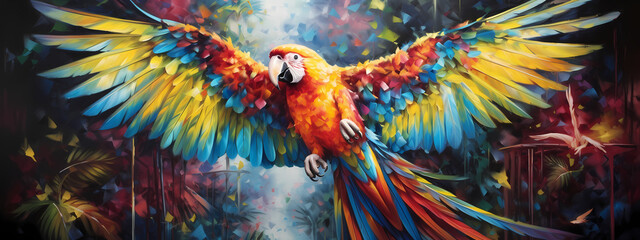 Tropical Splendor: The Vibrant Parrot's Display