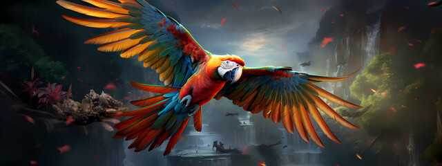 Tropical Splendor: The Vibrant Parrot's Display
