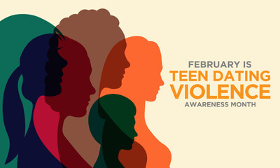 Teen Dating Violence awareness month (TDVAM) observed every year in February. is a national effort to raise awareness about teen dating violence and promote healthy relationships. Vector illustration. - obrazy, fototapety, plakaty