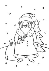 Hand drawn kawaii coloring book illustration