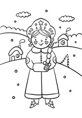 Hand drawn kawaii coloring book illustration