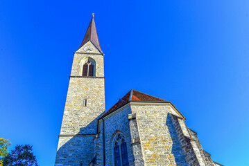 Die Pfarrkirche hl. Sebastian Schwarzach in Vorarlberg - obrazy, fototapety, plakaty