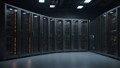 a server room with rows of servers in it