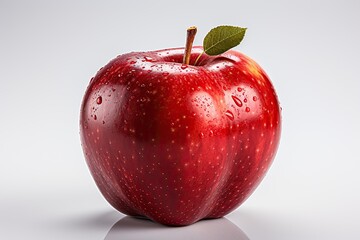 Ripe, juicy red apple on a white background, Generative AI