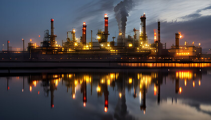 Naklejka premium oil refinery at twilight
