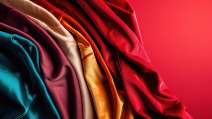 Elegant folds of satin fabric in rich colors