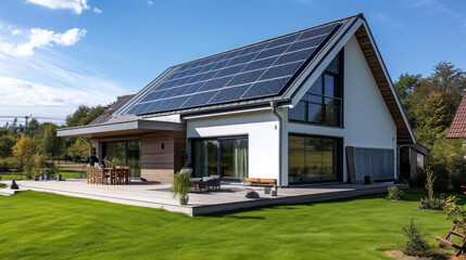 Fototapeta na wymiar Energy efficient house with solar panels