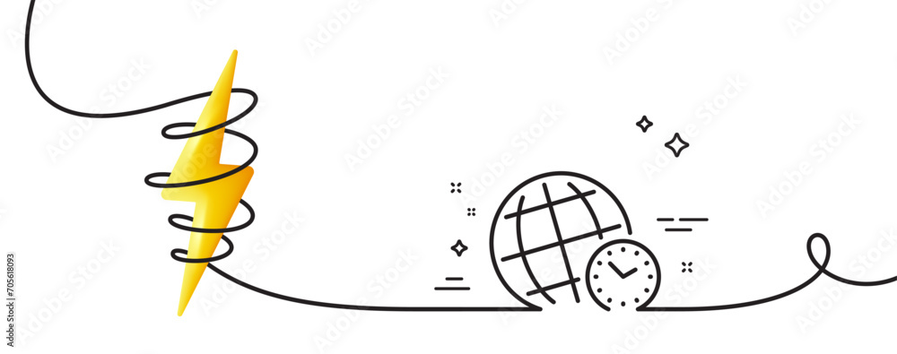 Poster time zone line icon. continuous one line with curl. world clock sign. watch symbol. time zone single