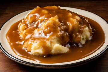 Mash potato with gravy generative AI