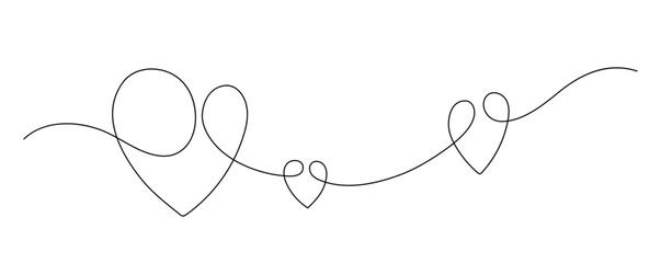 Hearts. Love concept. Continuous line drawing. Valentine's day design. Frame boarder.