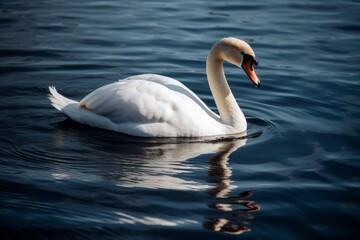 Naklejka premium A white swan swims on the lake. Generative AI