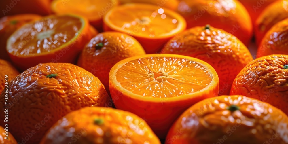 Aufkleber A close-up view of a bunch of oranges. Perfect for adding a pop of color to your designs or illustrating the concept of freshness and healthy eating