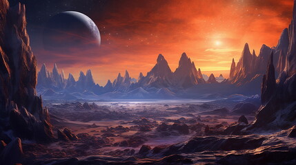 fantastic alien mountain landscape
