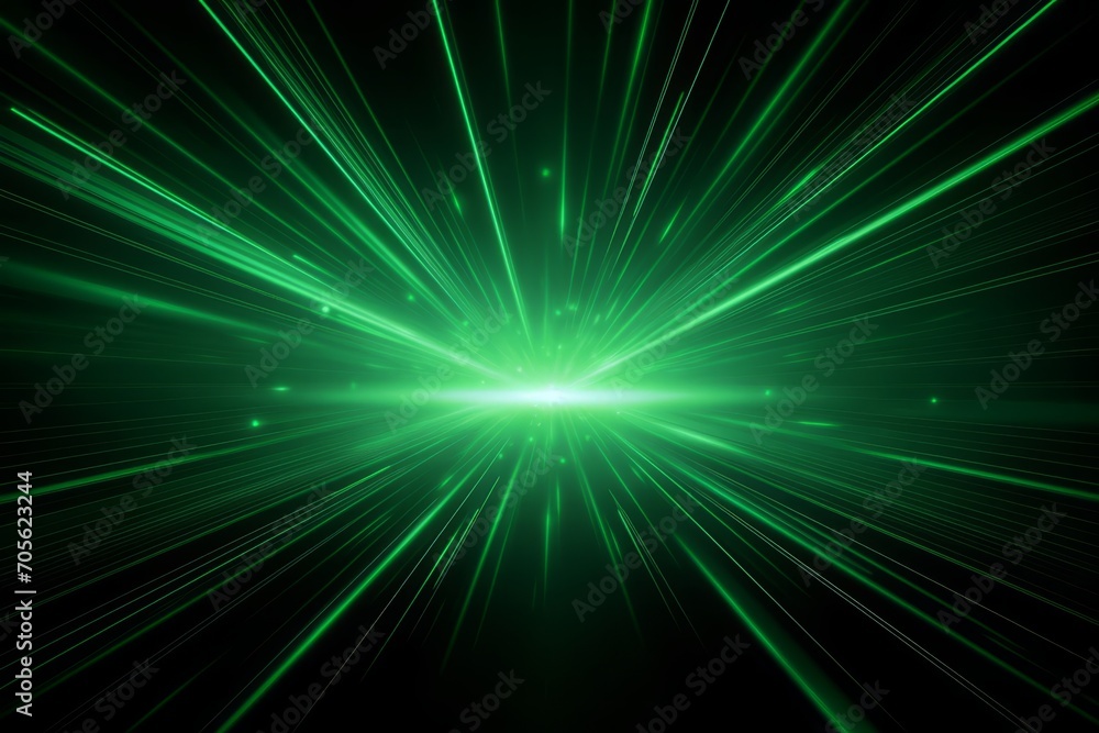 Poster green abstract background with rays. generative ai
