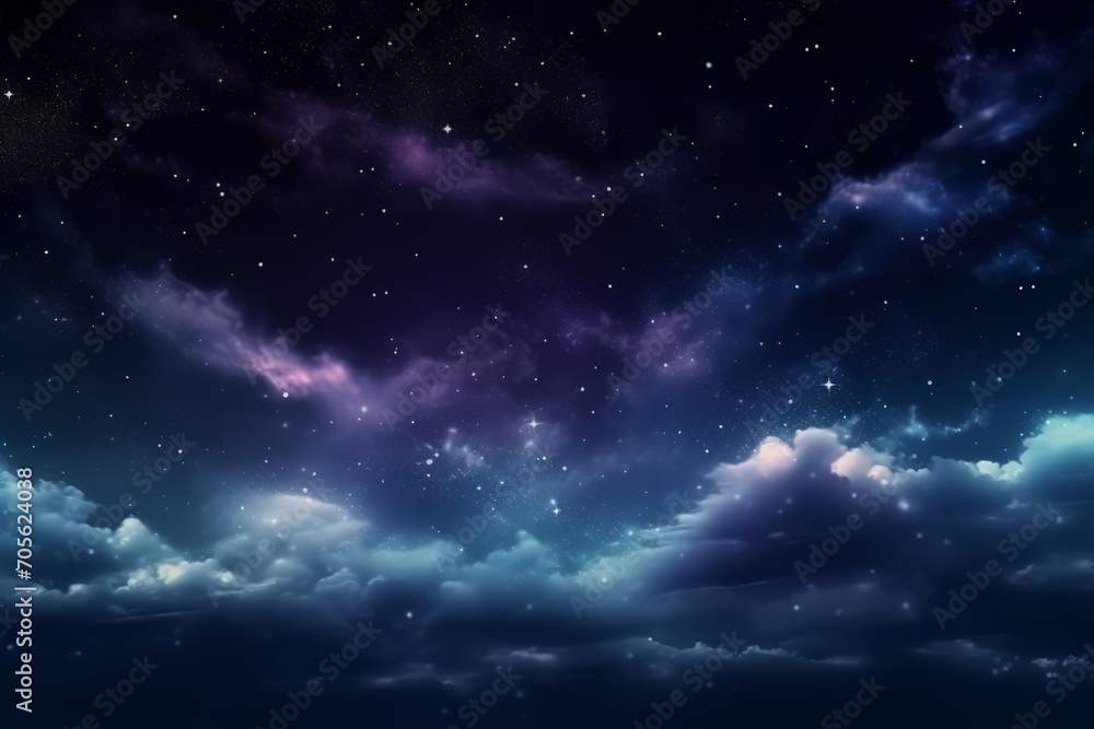 Wall mural mysterious cosmic background of night sky with stars and clouds. generative ai