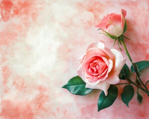 A pink rose on a structured background