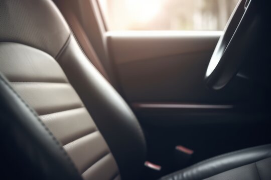 Passenger seat is fuzzy and out of focus car interior. Generative AI