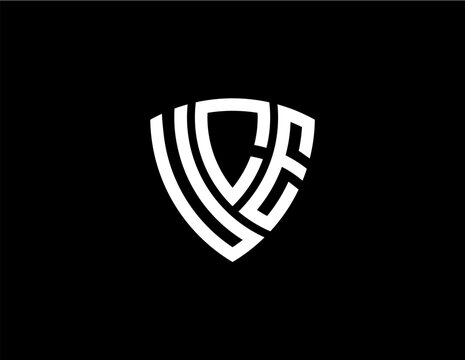 UCE creative letter shield logo design vector icon illustration