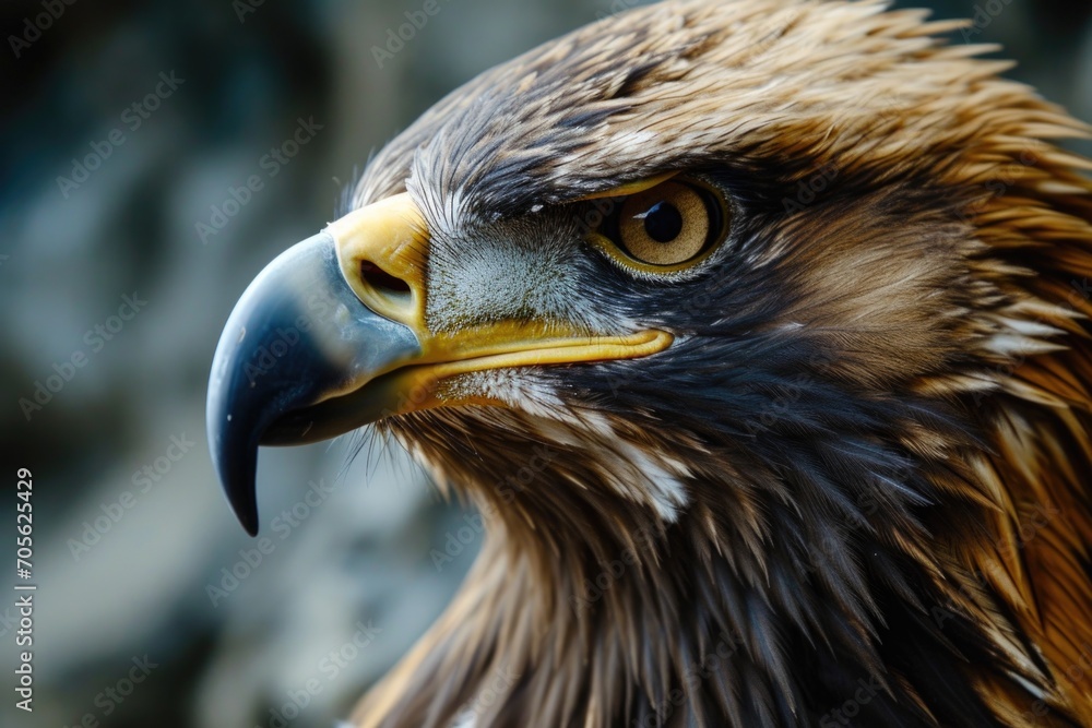 Poster a detailed close-up shot of a bird of prey. this image can be used in various projects and designs